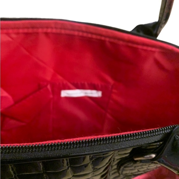 Essence of Beauty | New Handbag Black Croc Print Wine Red Large Spacious Pockets - Picture 5 of 8